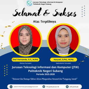 Selamat Atas Terpilihnya Ketua dan Sekertaris Jurusan Teknologi Informasi dan Komputer Periode 2025-2028